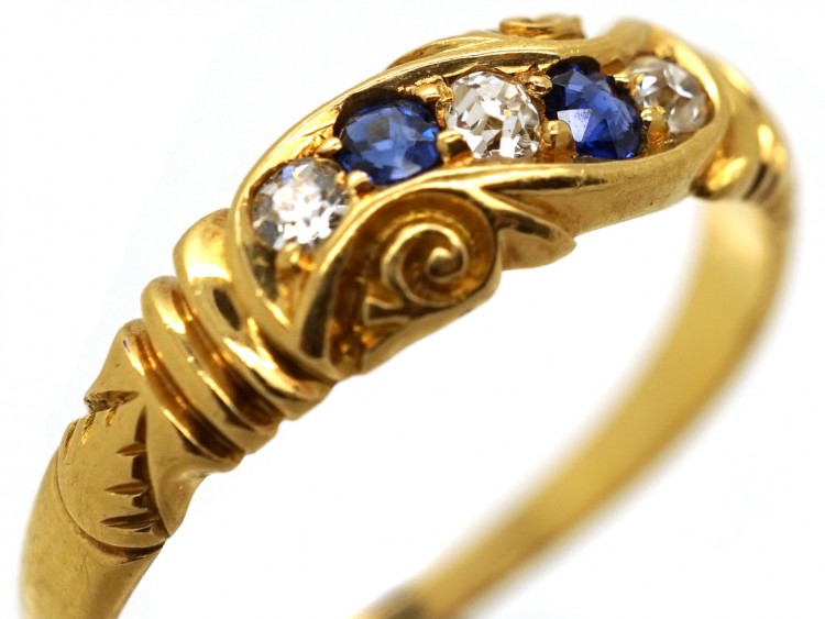 Victorian 18ct Gold Sapphire & Diamond Twist Ring