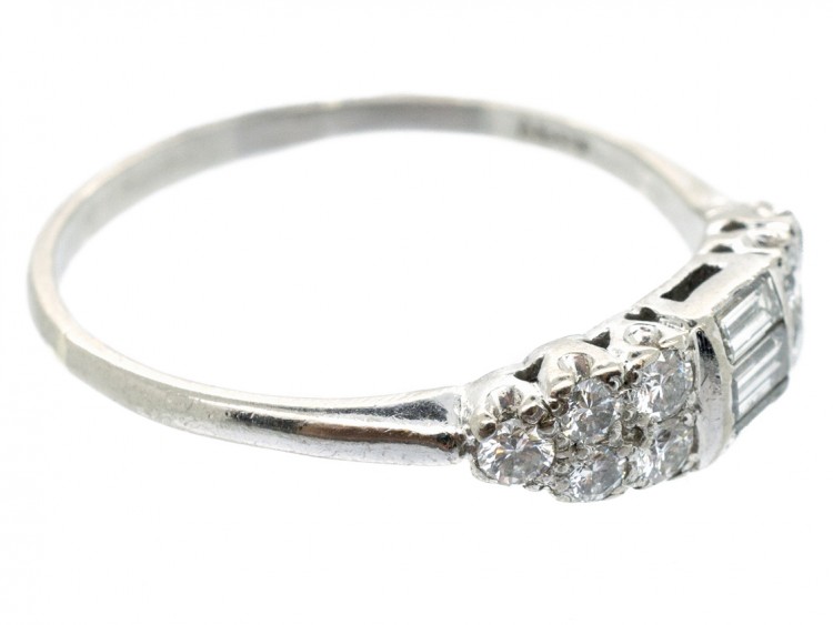Art Deco 18ct White Gold Baguette Diamond Ring