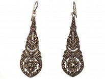 Art Deco Silver ​& Marcasite Drop Earrings