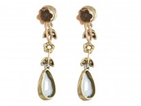 Edwardian Aquamarine ​& Rose Diamond Drop Earrings