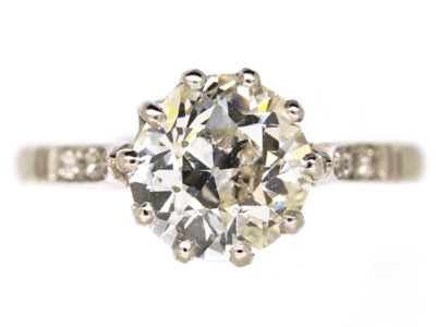 Platinum & Diamond Solitaire Ring with Diamond Shoulders