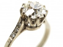 Platinum & Diamond Solitaire Ring with Diamond Shoulders