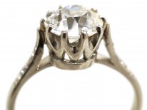 Platinum & Diamond Solitaire Ring with Diamond Shoulders