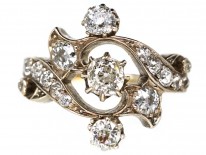Victorian 18ct Gold, Silver, & Diamond Foliate Design Ring