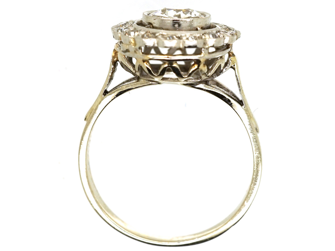 18ct White Gold Diamond Daisy Cluster Ring (4/J) | The Antique ...