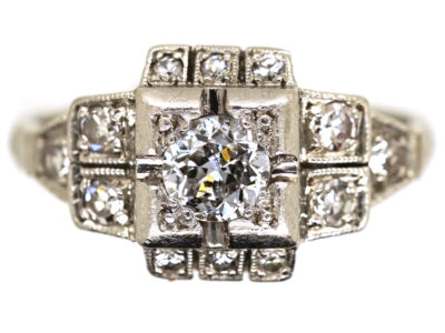 Art Deco Square Design Diamond Ring