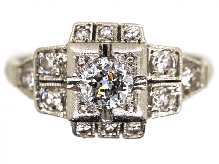 Art Deco Square Design Diamond Ring