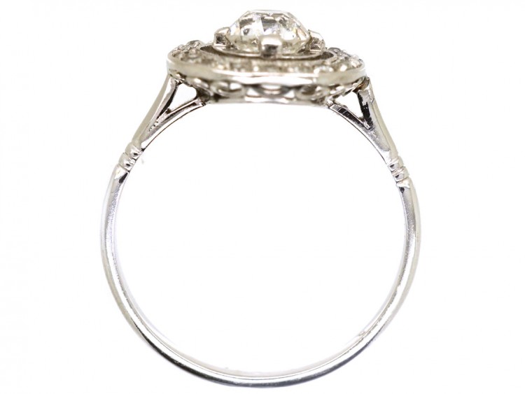 French Art Deco Platinum & Diamond Target Ring