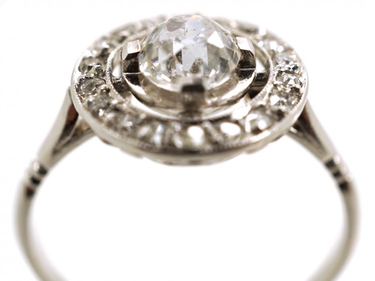 French Art Deco Platinum & Diamond Target Ring