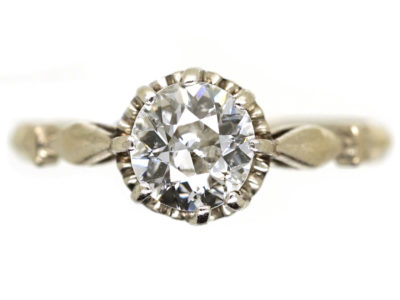 Art Deco 18ct White Gold & Diamond Solitaire Ring
