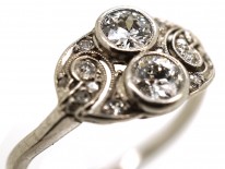 Art Deco Platinum, Two Stone Diamond Ring