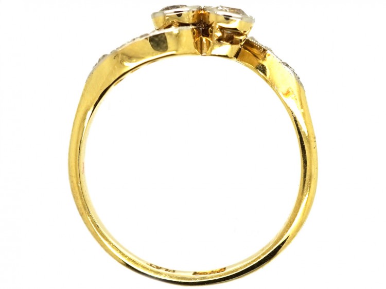 Edwardian 18ct Gold & Platinum, Two Stone Diamond Twist Ring