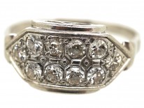 Art Deco 18ct White Gold Two Row Diamond Ring
