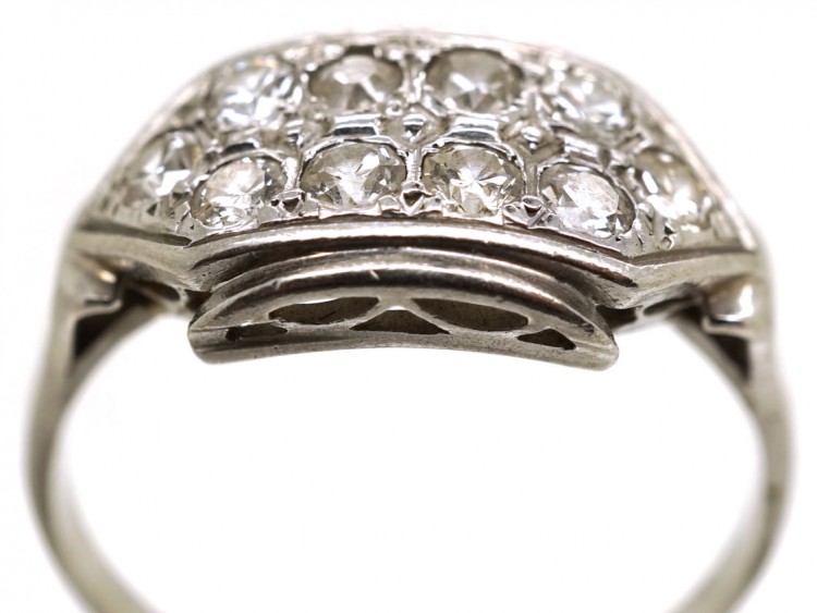 Art Deco 18ct White Gold Two Row Diamond Ring