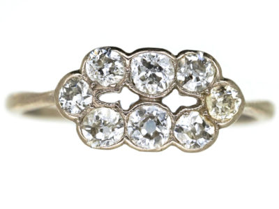 Art Deco Platinum & Diamond Two Row Ring