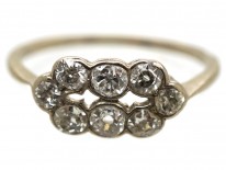 Art Deco Platinum & Diamond Two Row Ring