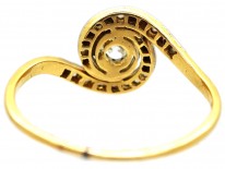 Art Nouveau 18ct Gold & Diamond Twist Ring