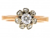 14ct Gold Solitaire Diamond Ring with Diamond Sides