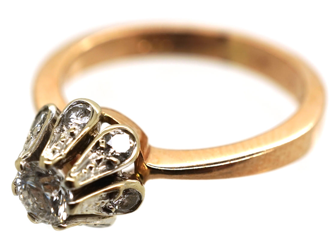 14ct Gold Solitaire Diamond Ring with Diamond Sides (38/J) | The ...