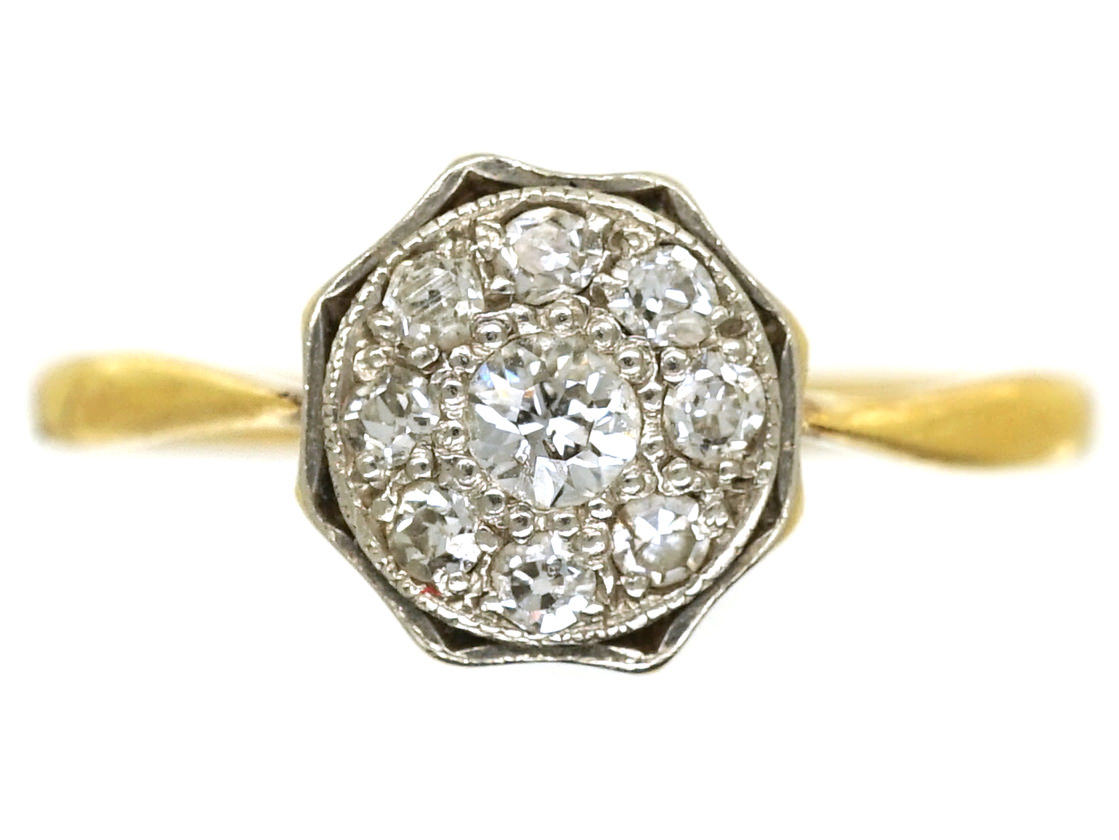 Art Deco 18ct Gold And Platinum Octagonal Diamond Ring 39j The Antique Jewellery Company