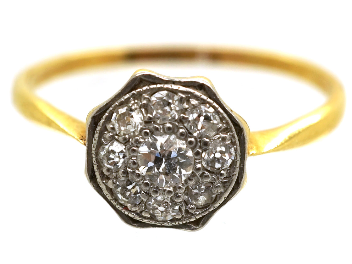 Art Deco 18ct Gold And Platinum Octagonal Diamond Ring 39j The Antique Jewellery Company
