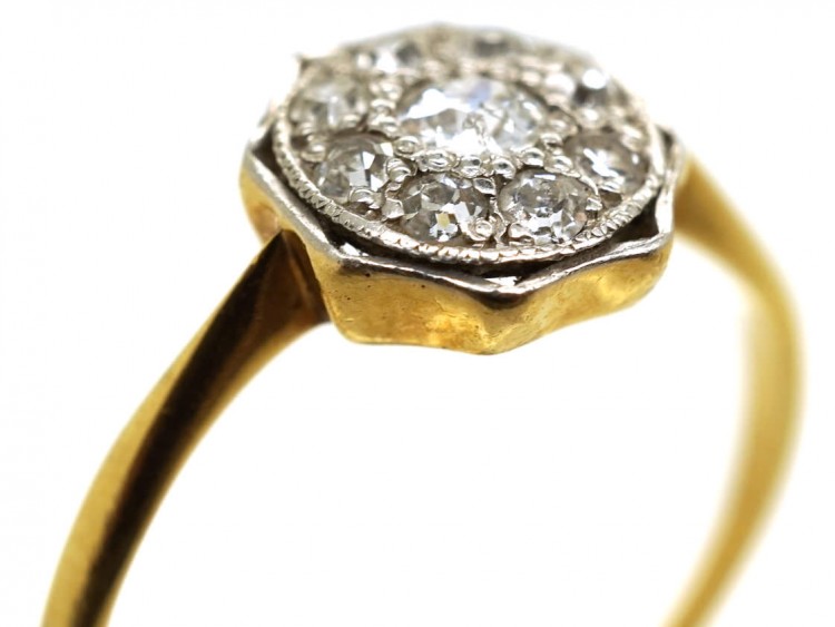 Art Deco 18ct Gold & Platinum, Octagonal Diamond Ring