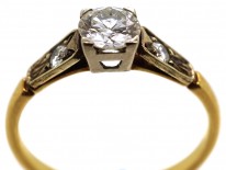 18ct Gold Diamond Solitaire Ring with Diamond Shoulders
