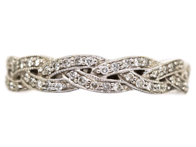 9ct White Gold & Diamond Inter Woven Design Ring