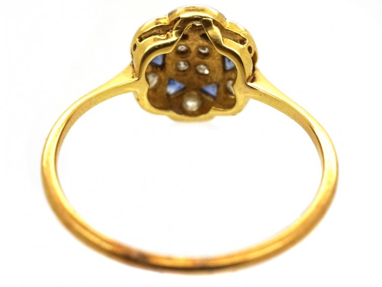 Art Deco 18ct Gold, Platinum, Sapphire & Diamond Star Ring