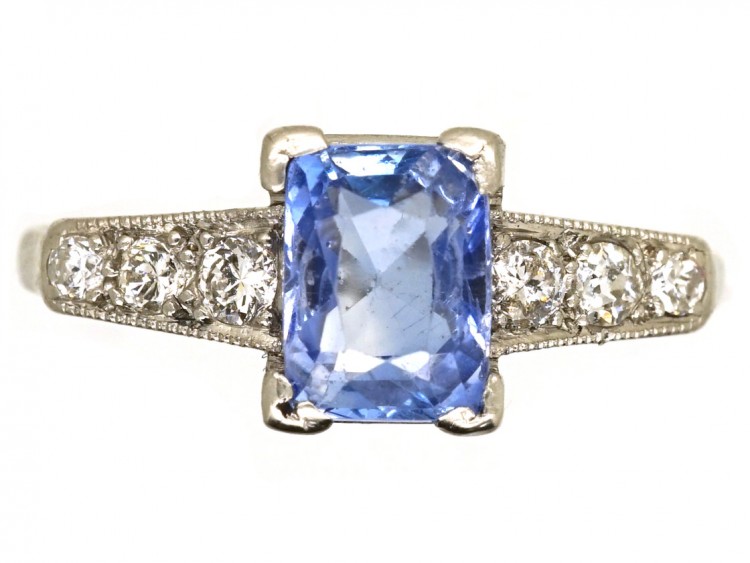 Art Deco Ceylon Sapphire & Diamond Ring