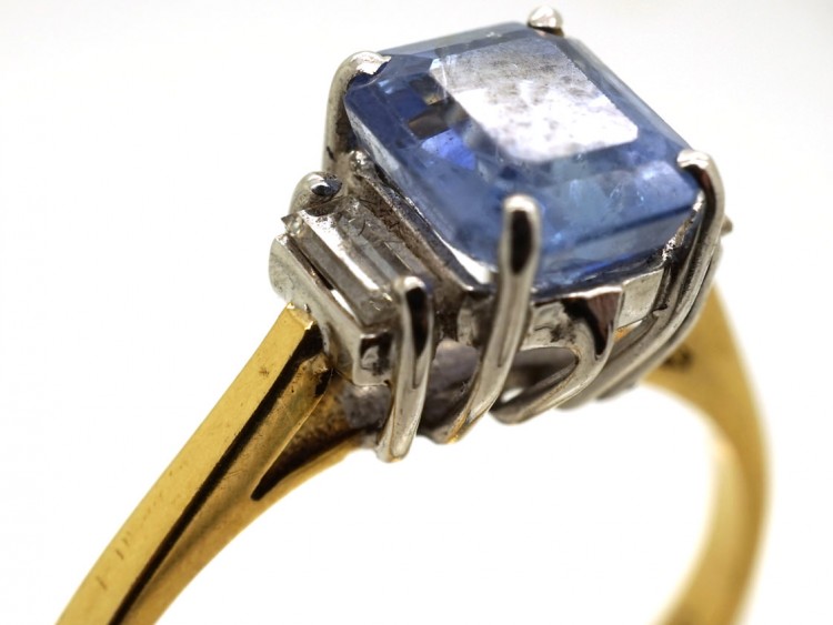 18ct Gold, Ceylon Sapphire & Diamond Ring