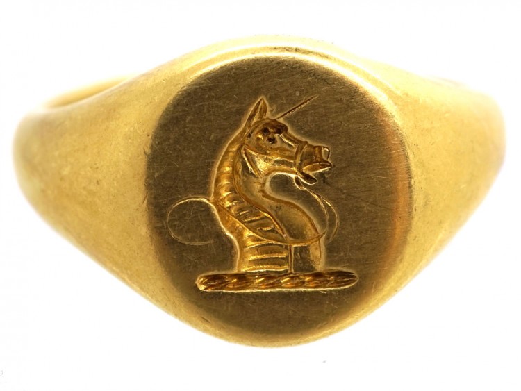 Victorian 18ct Gold Signet Ring of a Unicorn