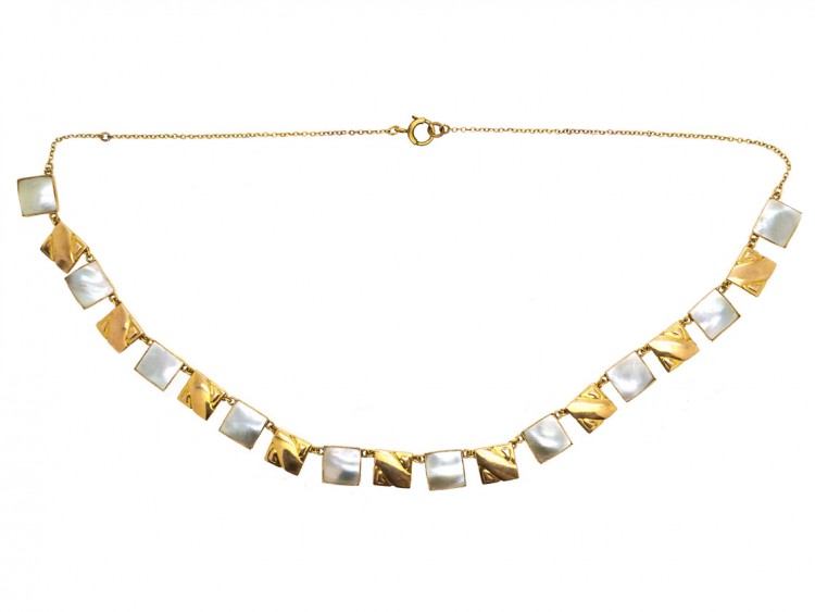 Art Nouveau 9ct Gold & Blister Pearl Necklace