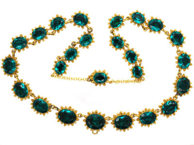 Georgian Pinchbeck & Emerald Green Paste Necklace