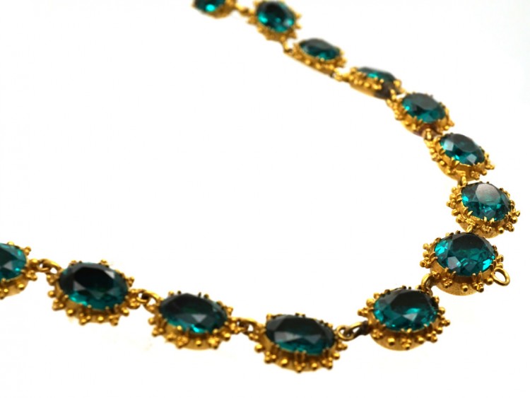 Georgian Pinchbeck & Emerald Green Paste Necklace