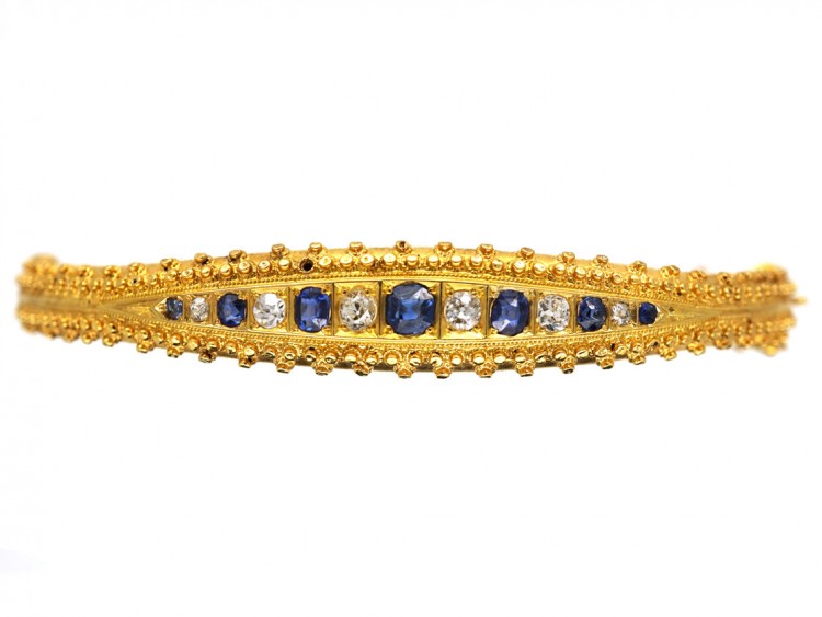 Victorian 15ct Gold, Sapphire & Diamond Bangle