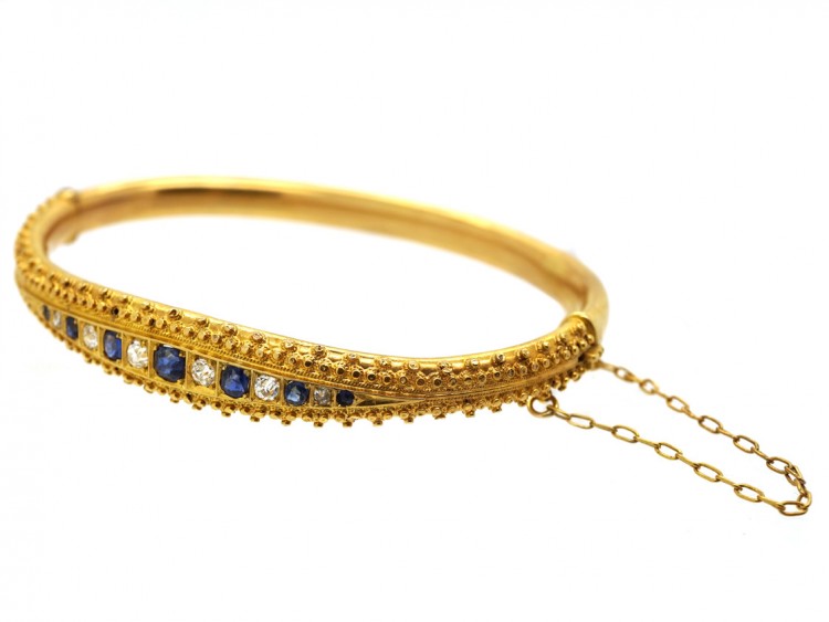 Victorian 15ct Gold, Sapphire & Diamond Bangle