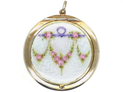 Edwardian Silver & Enamel Compact Pendant