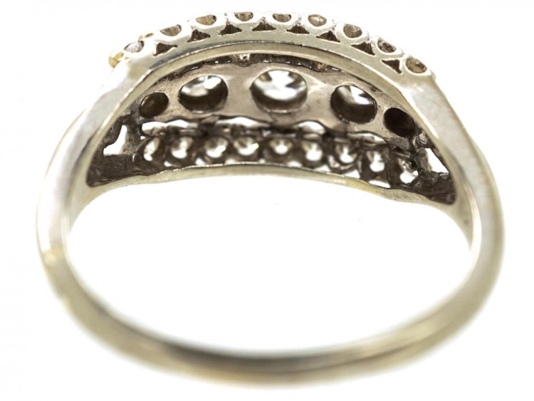 Edwardian Platinum & Diamond Three Row Ring