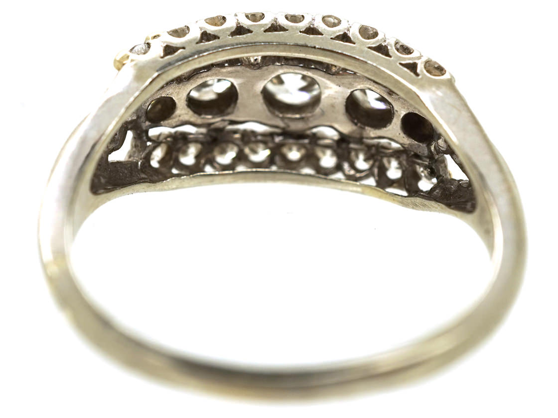 Edwardian Platinum & Diamond Three Row Ring (677H) | The Antique ...