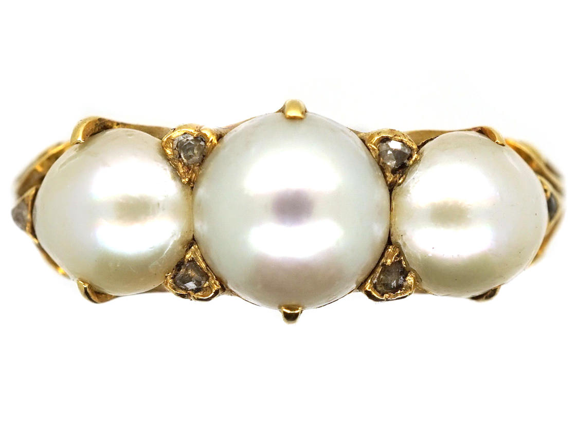 Victorian 18ct Gold & Natural Pearl Ring (676H) | The