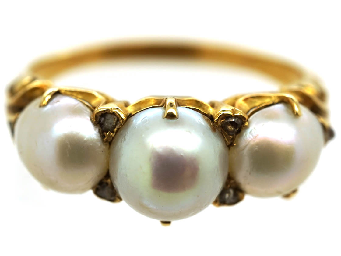 Victorian 18ct Gold Natural Pearl Ring 676h The Antique Jewellery