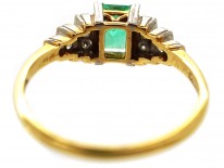 Art Deco 18ct Gold, Platinum, Emerald & Diamond Ring