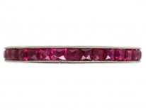 Art Deco 18ct White Gold French Cut Ruby Eternity Ring