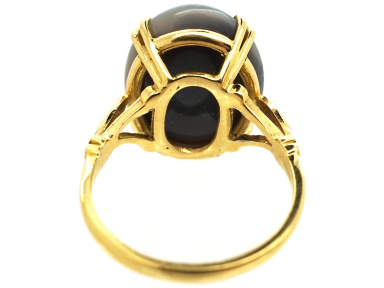 Art Deco 18ct Gold & Black Opal Ring