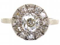 French Platinum & Diamond Bombe Cluster Ring