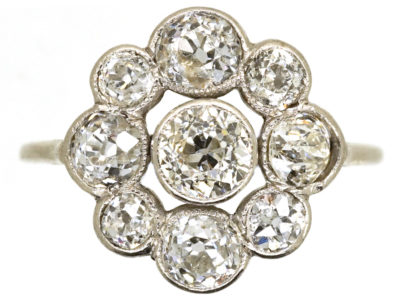 Edwardian Platinum & Diamond Cluster Ring