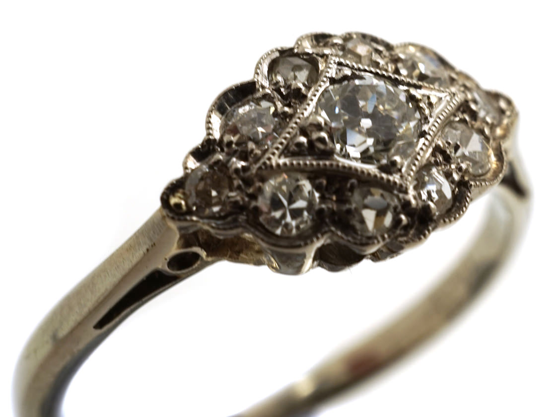 Art Deco 18ct Gold & Platinum Diamond Cluster Ring (173/O) | The ...