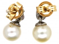 Edwardian Natural Saltwater Pearl & Diamond Earrings