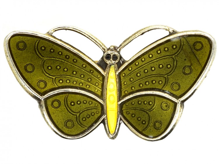 Small Green Enamel Butterfly Brooch